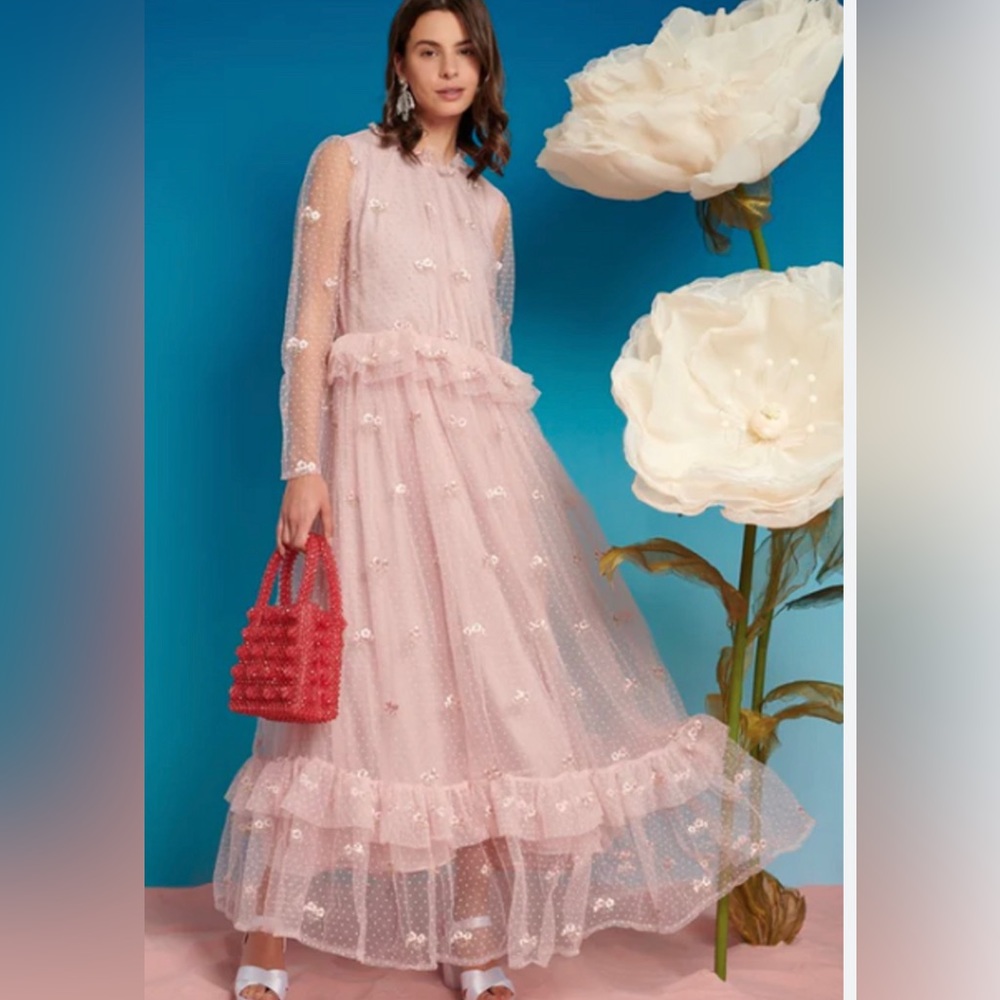 Sister Jane XL star magnolia maxi dress pink tulle embroidered NWT
